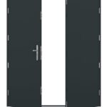 Double Personnel Access Steel Security Door with Multi-Point Locking System - Anthracite Grey