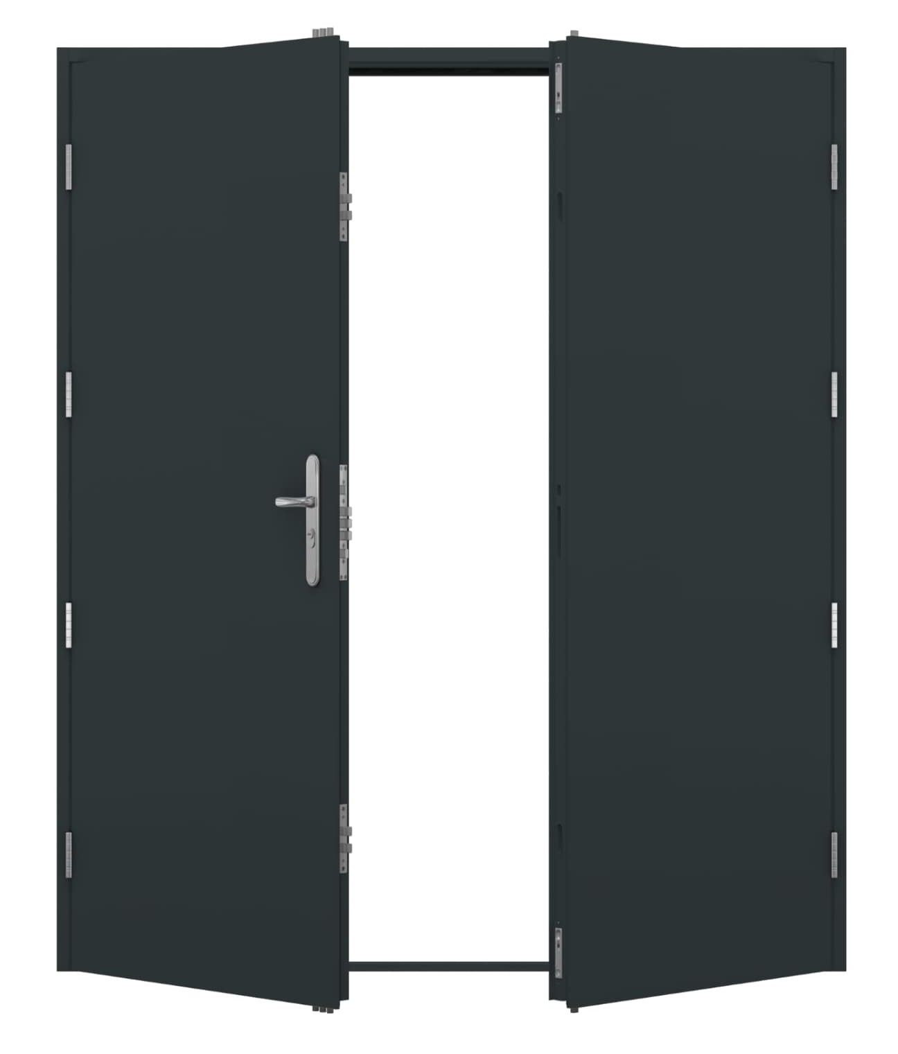 Double Personnel Access Steel Security Door with Multi-Point Locking System - Anthracite Grey